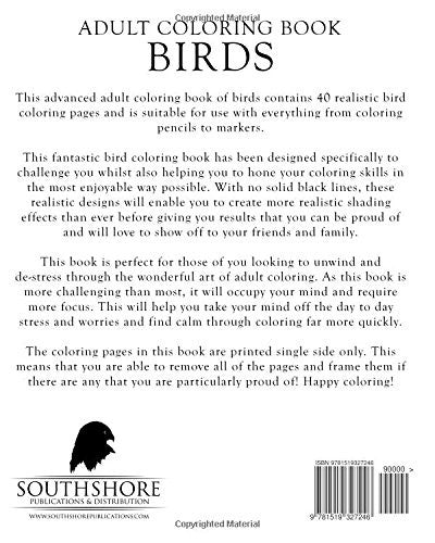 Adult Coloring Book Birds: Advanced Realistic Bird Coloring Book for Adults (Advanced Realistic Coloring Books) (Volume 5)