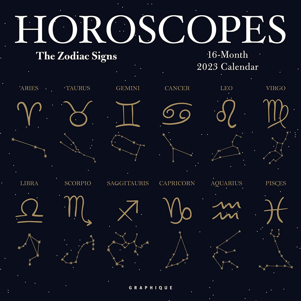 Graphique 2023 Horoscopes Wall Calendar | 12” x 12” | Thick Paper | Home & Office Organizer | Large Monthly Grid | 3 Languages & Marked Holidays | 4 Month Preview Page for 2024