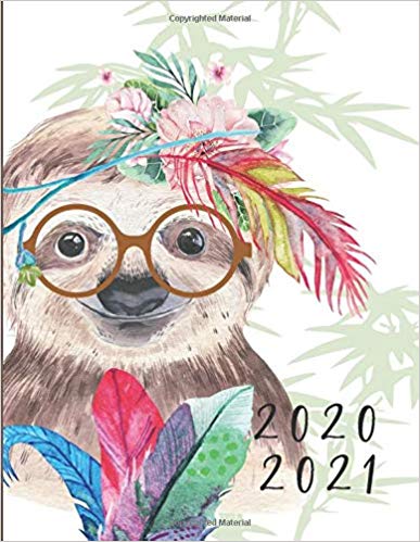 Sloth  Watercolors 2 Year  2020-2021 Weekly Planner