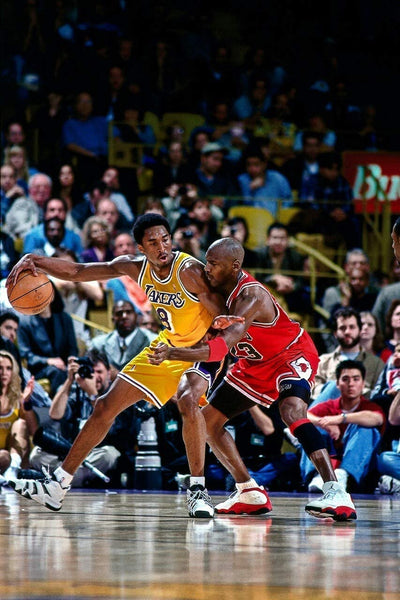 Kobe Bryant against Jordan 16" x 24" Canvas Wall Poster for Living Room Home Decoration