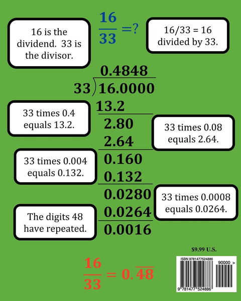 Fractions, Decimals, & Percents Math Workbook (Includes Repeating Decimals)