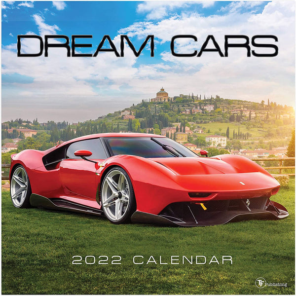 TF PUBLISHING - 2022 Dream Cars Wall Calendar - Home and Office Organizer - Large Monthly Grid for Planning and Schedules - Bonus Months - 12"x12"