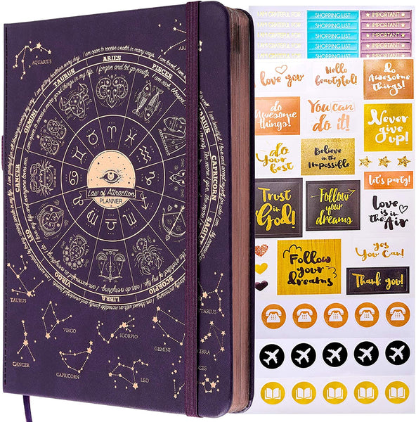 Law of Attraction Planner - UNDATED Deluxe Weekly, Monthly Planner, a 12 Month Journey to Increase Productivity & Happiness - Life Organizer, Gratitude Journal, and Stickers, A5