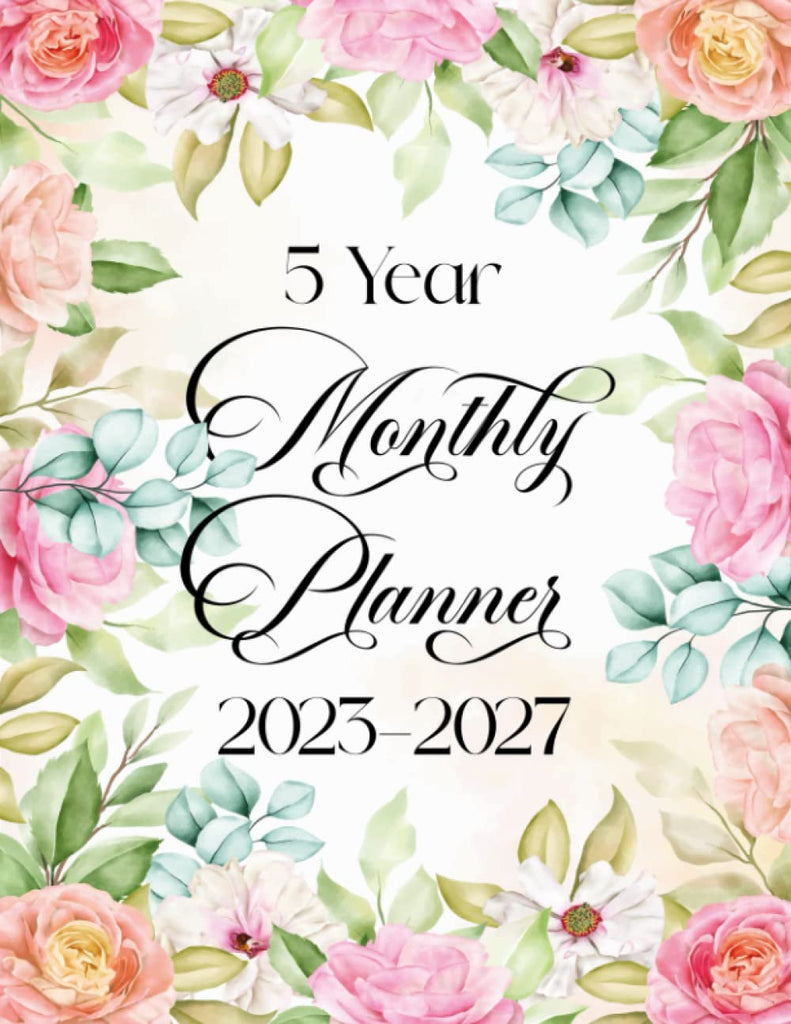 5 Year Monthly Planner  Elegant  Colorful Floral Cover