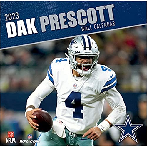 Turner Licensing Dak Prescott Dallas Cowboys NFL Monthly Wall Calendar, 12” x 24”, Made with exceptional quality, the 12x12 calendar! (September 2021 through December 2022)