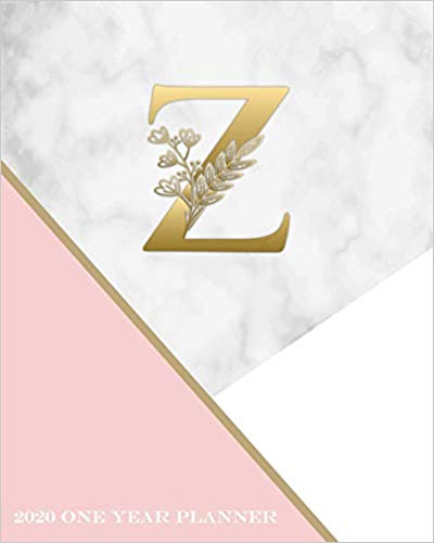 Z - 2020 One Year Planner: Elegant Gold Pink and Marble Monogram Initials