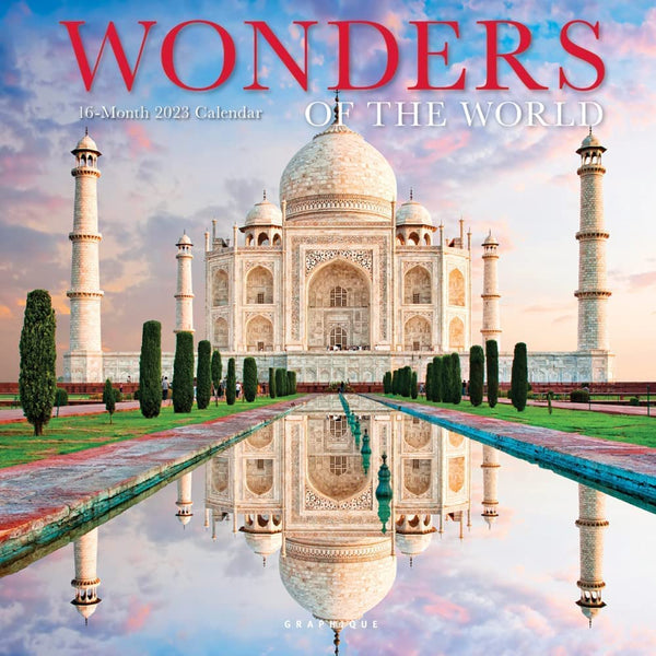 Graphique 2023 Wonders of the World Wall Calendar | 12” x 12” | Thick Paper | Home & Office Organizer | Large Monthly Grid | 3 Languages & Marked Holidays | 4 Month Preview Page for 2024